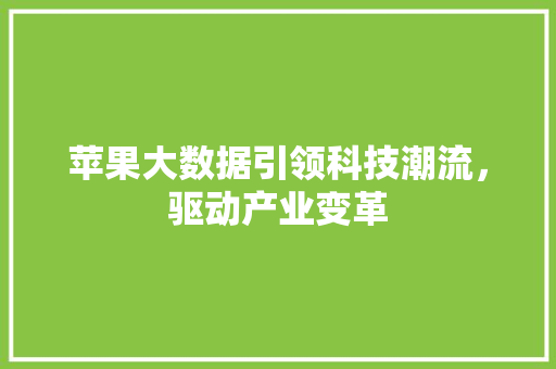 苹果大数据引领科技潮流，驱动产业变革