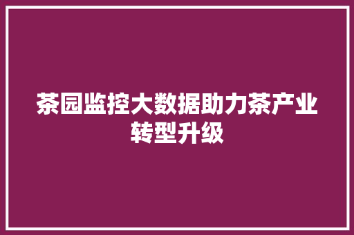 茶园监控大数据助力茶产业转型升级