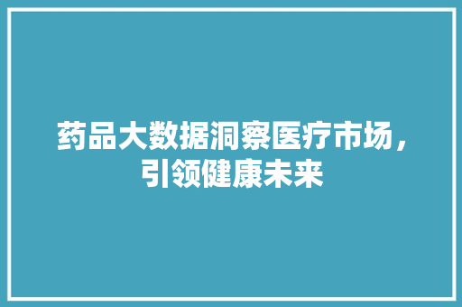 药品大数据洞察医疗市场，引领健康未来