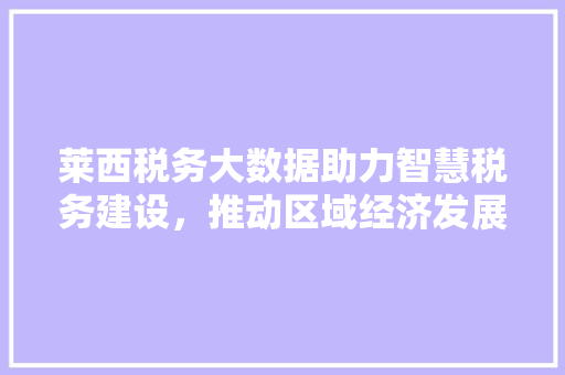 莱西税务大数据助力智慧税务建设，推动区域经济发展