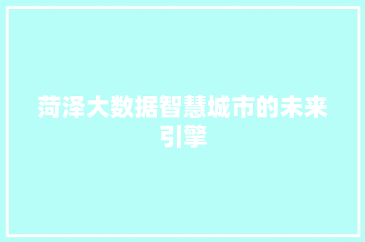 菏泽大数据智慧城市的未来引擎