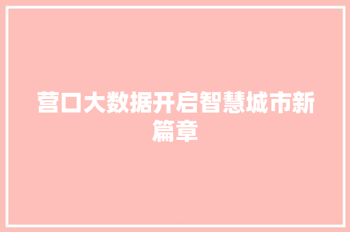 营口大数据开启智慧城市新篇章