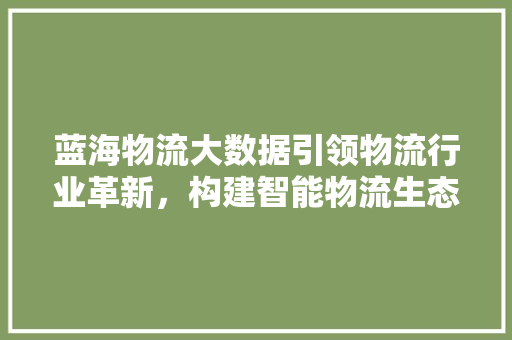 蓝海物流大数据引领物流行业革新，构建智能物流生态圈