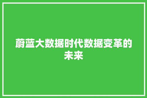 蔚蓝大数据时代数据变革的未来
