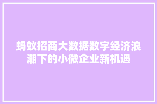 蚂蚁招商大数据数字经济浪潮下的小微企业新机遇