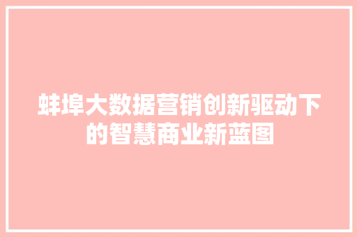 蚌埠大数据营销创新驱动下的智慧商业新蓝图