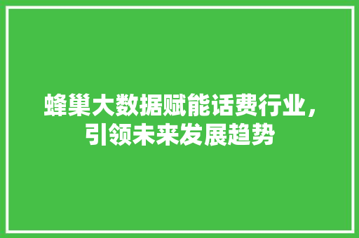 蜂巢大数据赋能话费行业，引领未来发展趋势