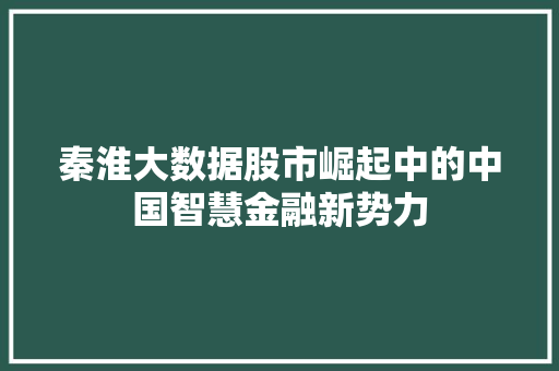 秦淮大数据股市崛起中的中国智慧金融新势力 操作系统