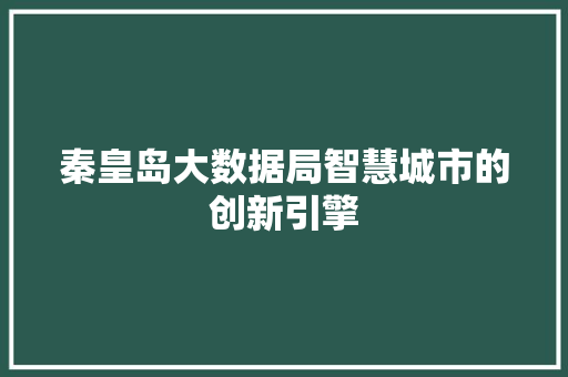 秦皇岛大数据局智慧城市的创新引擎