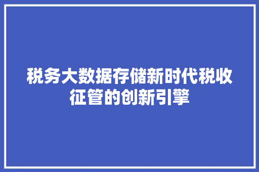 税务大数据存储新时代税收征管的创新引擎