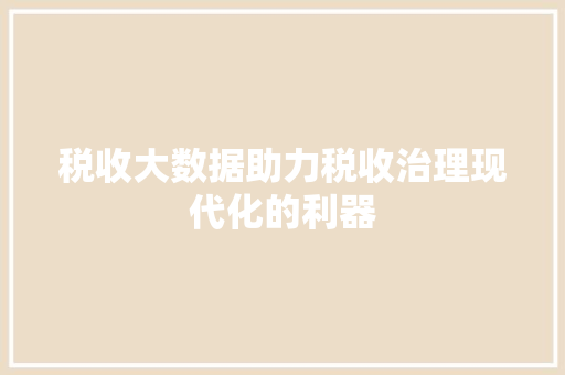 税收大数据助力税收治理现代化的利器