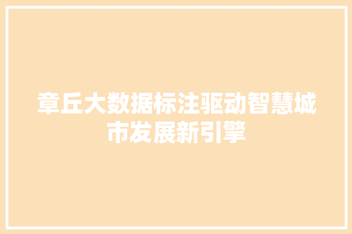 章丘大数据标注驱动智慧城市发展新引擎