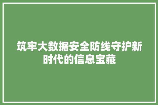 筑牢大数据安全防线守护新时代的信息宝藏