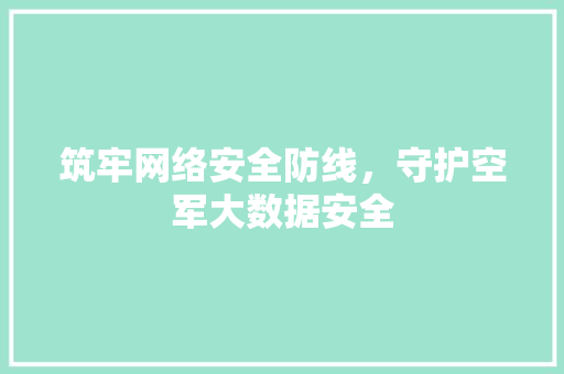 筑牢网络安全防线，守护空军大数据安全