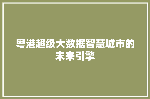 粤港超级大数据智慧城市的未来引擎