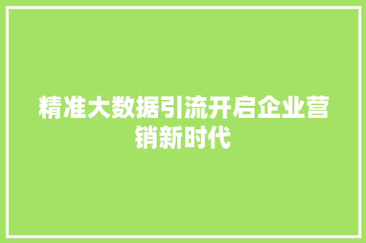精准大数据引流开启企业营销新时代