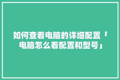 如何查看电脑的详细配置「电脑怎么看配置和型号」 如何查看电脑的详细配置「电脑怎么看配置和型号」 操作系统