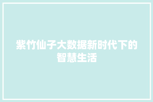 紫竹仙子大数据新时代下的智慧生活