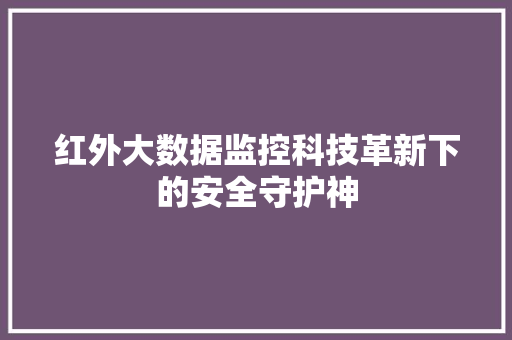 红外大数据监控科技革新下的安全守护神