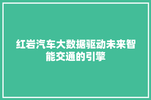 红岩汽车大数据驱动未来智能交通的引擎