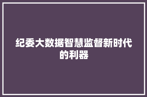 纪委大数据智慧监督新时代的利器 编程语言
