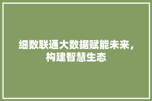 细数联通大数据赋能未来，构建智慧生态 操作系统