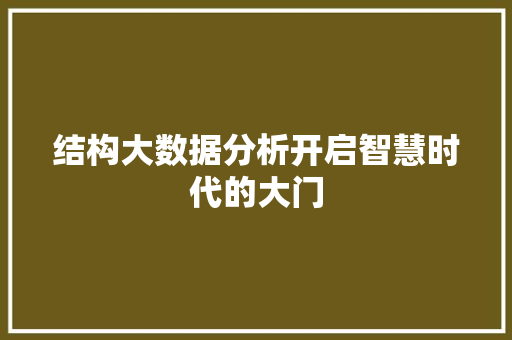 结构大数据分析开启智慧时代的大门