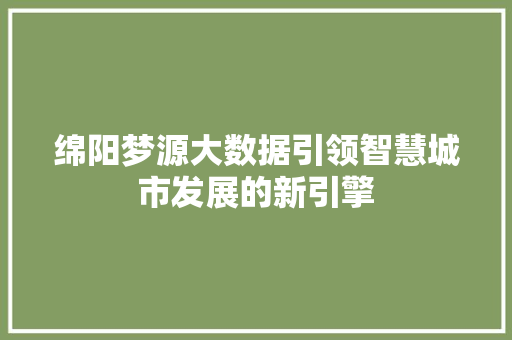 绵阳梦源大数据引领智慧城市发展的新引擎