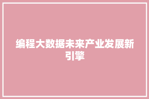 编程大数据未来产业发展新引擎