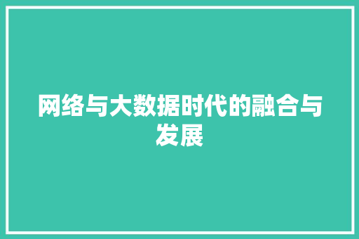 网络与大数据时代的融合与发展 网络与大数据时代的融合与发展