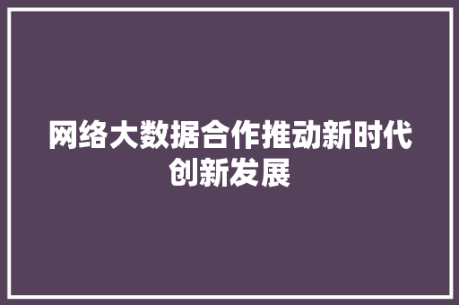 网络大数据合作推动新时代创新发展 网络大数据合作推动新时代创新发展