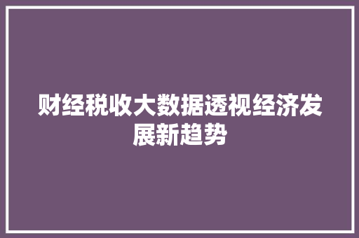 财经税收大数据透视经济发展新趋势