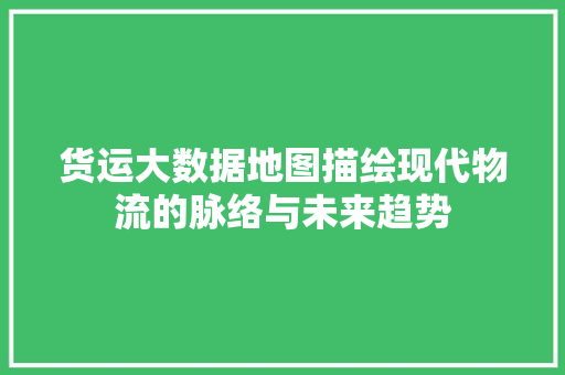 货运大数据地图描绘现代物流的脉络与未来趋势