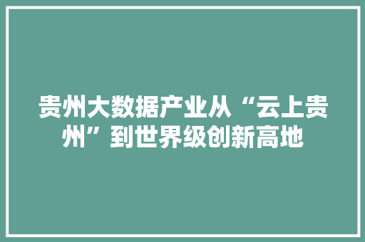 贵州大数据产业从“云上贵州”到世界级创新高地