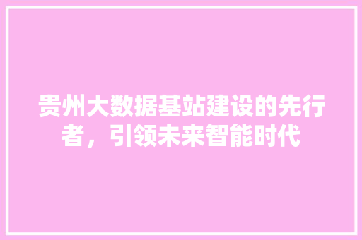 贵州大数据基站建设的先行者，引领未来智能时代