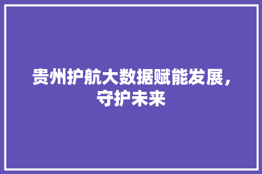 贵州护航大数据赋能发展，守护未来