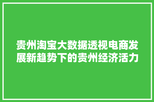 贵州淘宝大数据透视电商发展新趋势下的贵州经济活力