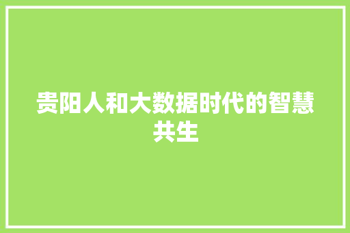 贵阳人和大数据时代的智慧共生