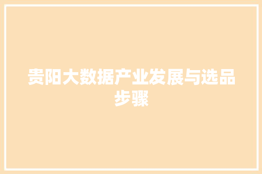 贵阳大数据产业发展与选品步骤