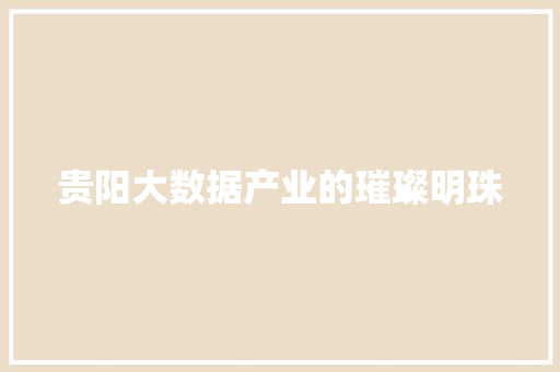 贵阳大数据产业的璀璨明珠