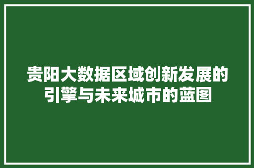 贵阳大数据区域创新发展的引擎与未来城市的蓝图