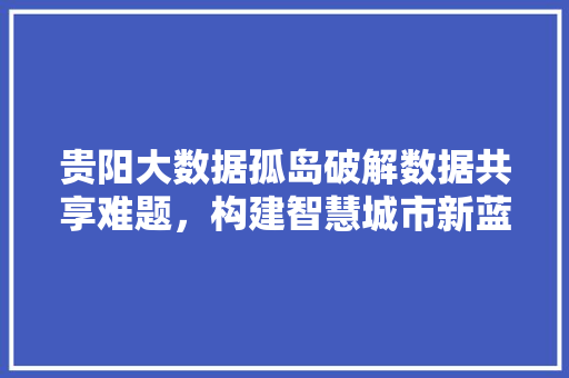 贵阳大数据孤岛破解数据共享难题，构建智慧城市新蓝图