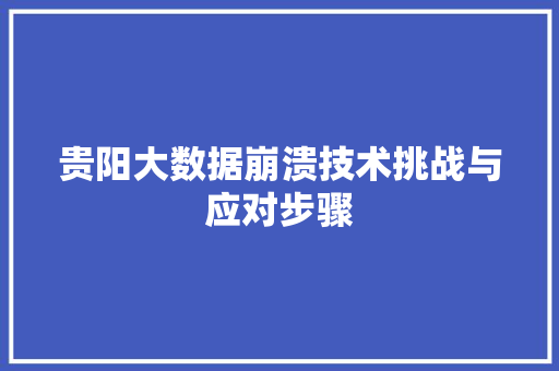 贵阳大数据崩溃技术挑战与应对步骤