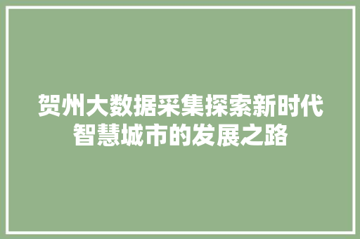 贺州大数据采集探索新时代智慧城市的发展之路