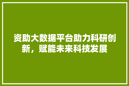 资助大数据平台助力科研创新，赋能未来科技发展