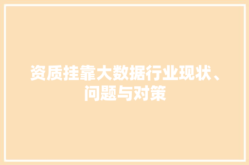 资质挂靠大数据行业现状、问题与对策
