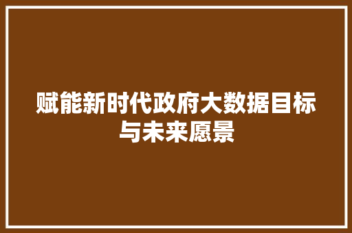 赋能新时代政府大数据目标与未来愿景