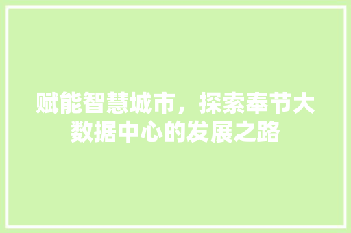 赋能智慧城市，探索奉节大数据中心的发展之路