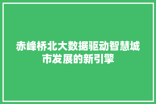 赤峰桥北大数据驱动智慧城市发展的新引擎 赤峰桥北大数据驱动智慧城市发展的新引擎