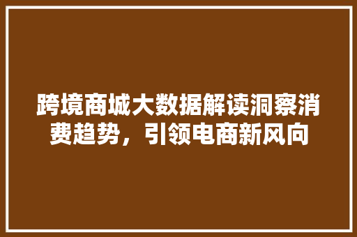 跨境商城大数据解读洞察消费趋势，引领电商新风向
